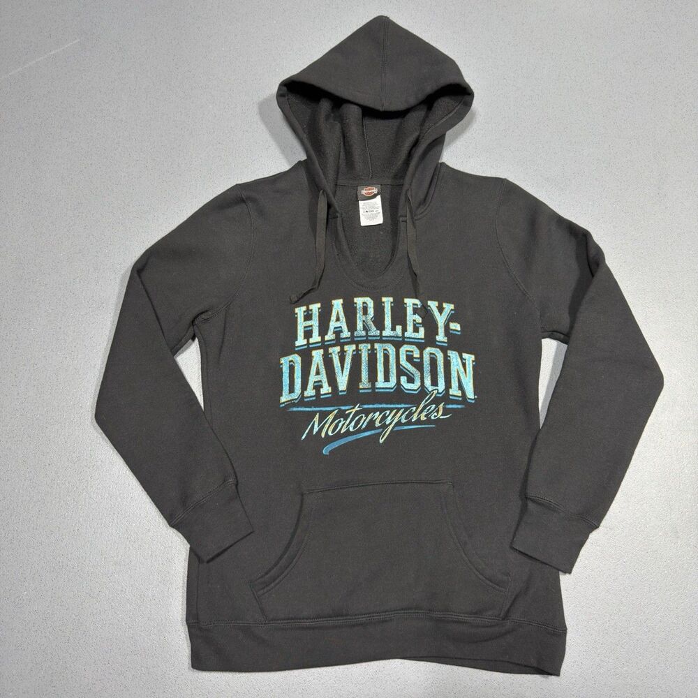 Harley Davidson Hoodie Womens Medium Black Wabash IN Brandts Pullover